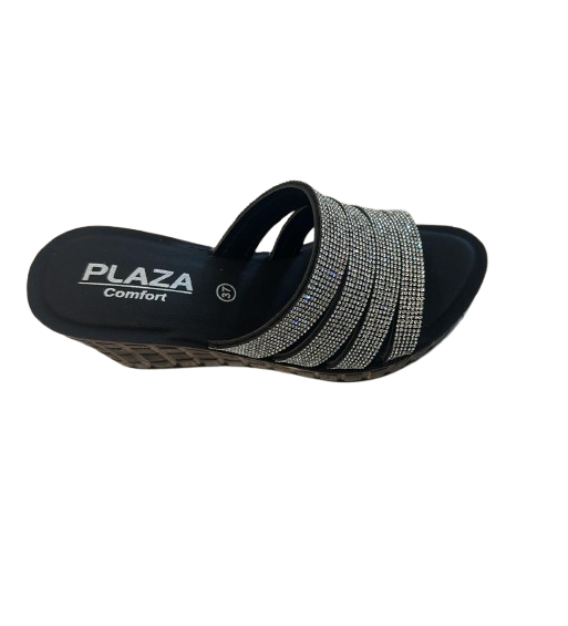 Platform Heel Glittery Rhinestone Slippers 01