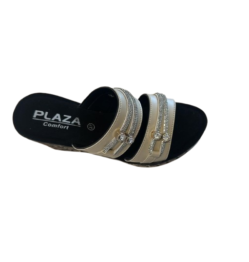 Platform Heel Glittery Rhinestone Slippers 02